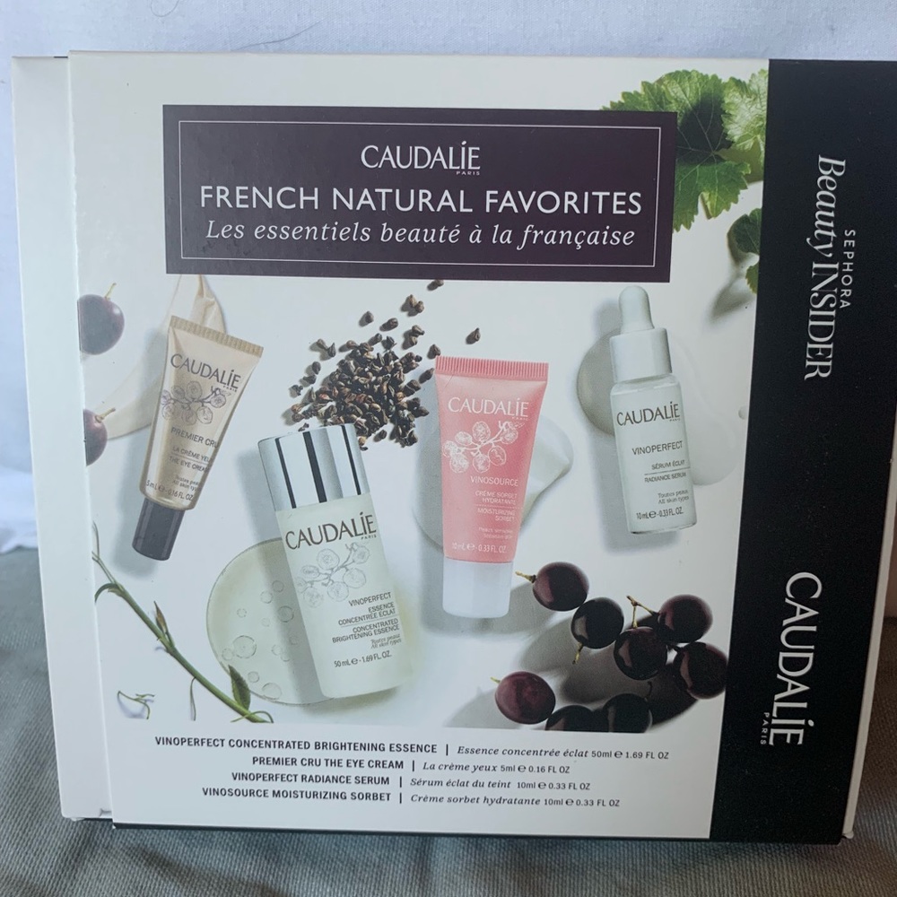 Caudalie essence, eye cream, serum, moisturizer